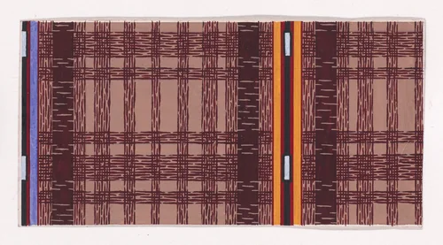 Textile Design with a Tartan Pattern and Decorating Vertical Stripes of Color by anonymous, drawing, 1840