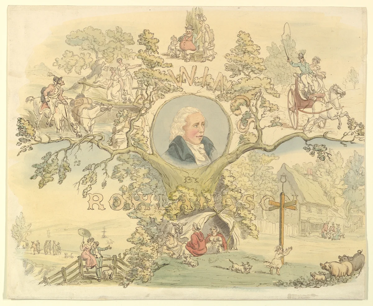 Drawings by Rowlandson: Titlepage design by Frederick W. Pailthorpe, drawing, 1863