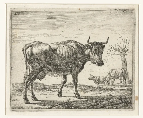 Drie koeien by Adriaen van de Velde, print, 1657-1659