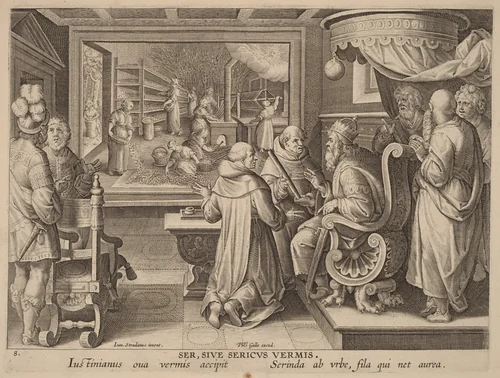 Ser, Sive Sericus Vermis (Silk, or the Silkworm) by Philip Galle, print, 1585-1595