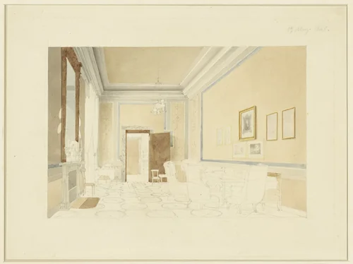 Ontwerp (?) voor een interieur by Fritz Werner, drawing, 1848