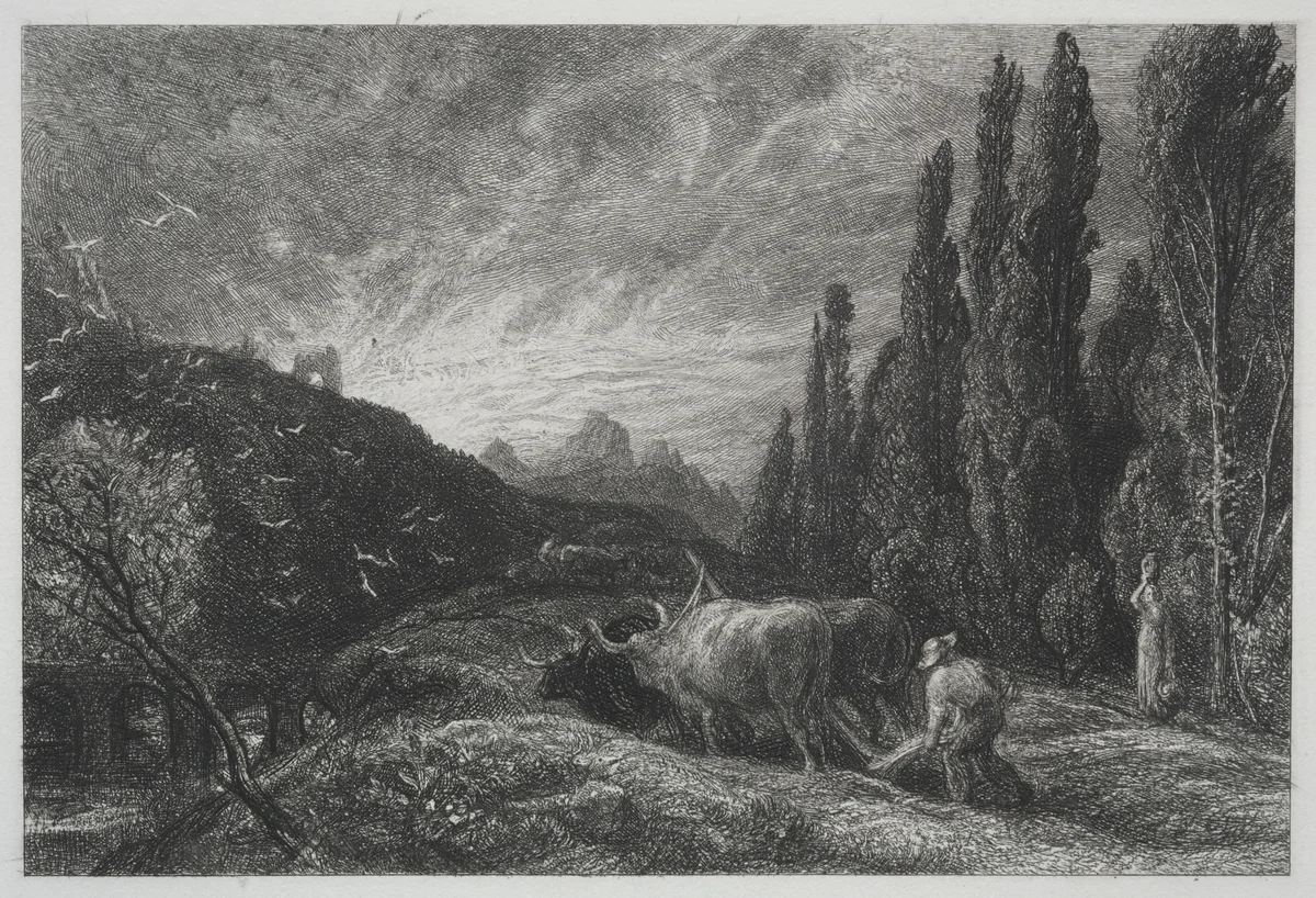 The Early Plowman by Samuel Palmer, print, 1855-1860