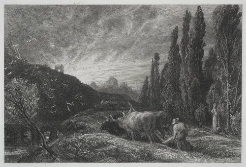 The Early Plowman by Samuel Palmer, print, 1855-1860