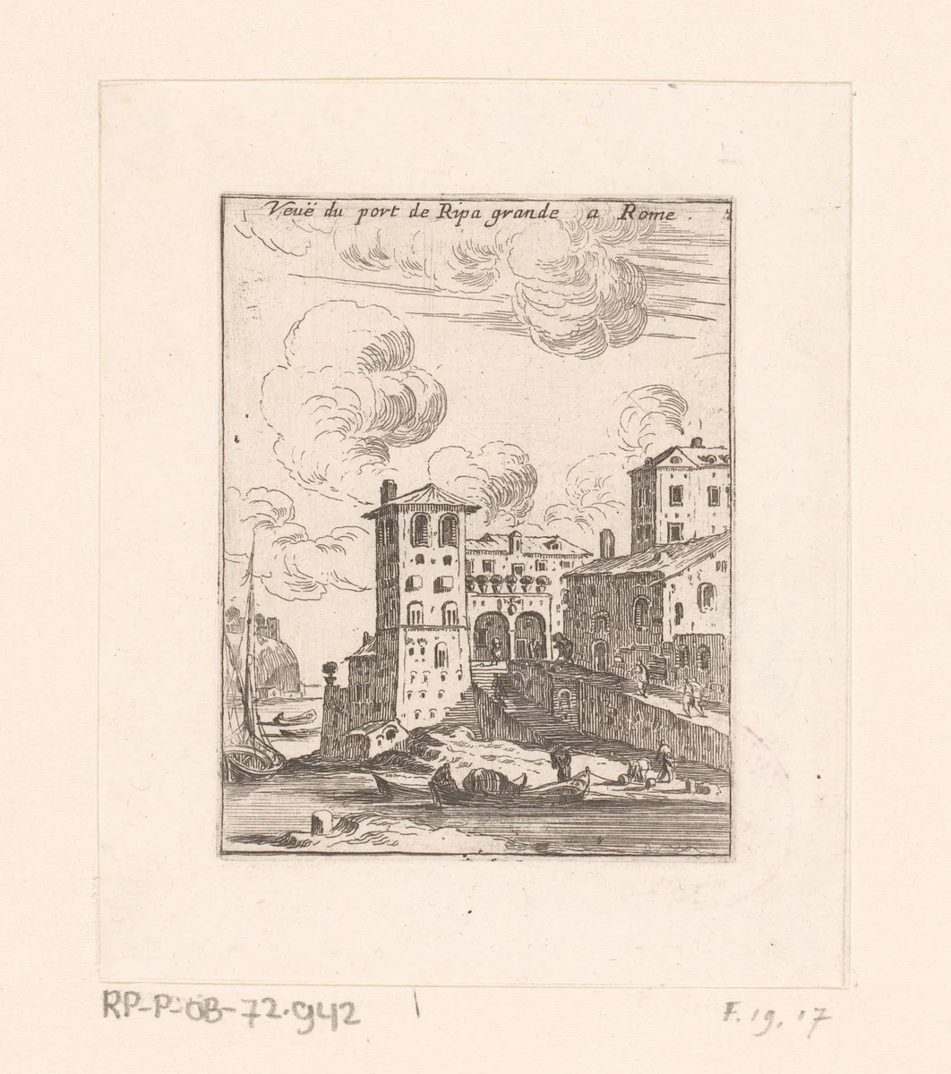 Gezicht op de haven van Ripa Grande by Israël Silvestre, print, 1631-1661