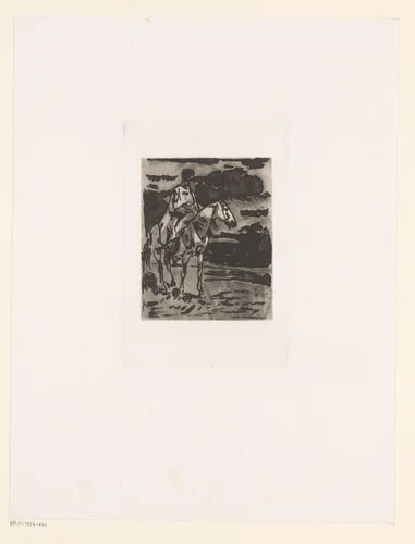 Huzaar te paard by John Lewis Brown, print, 1839-1890