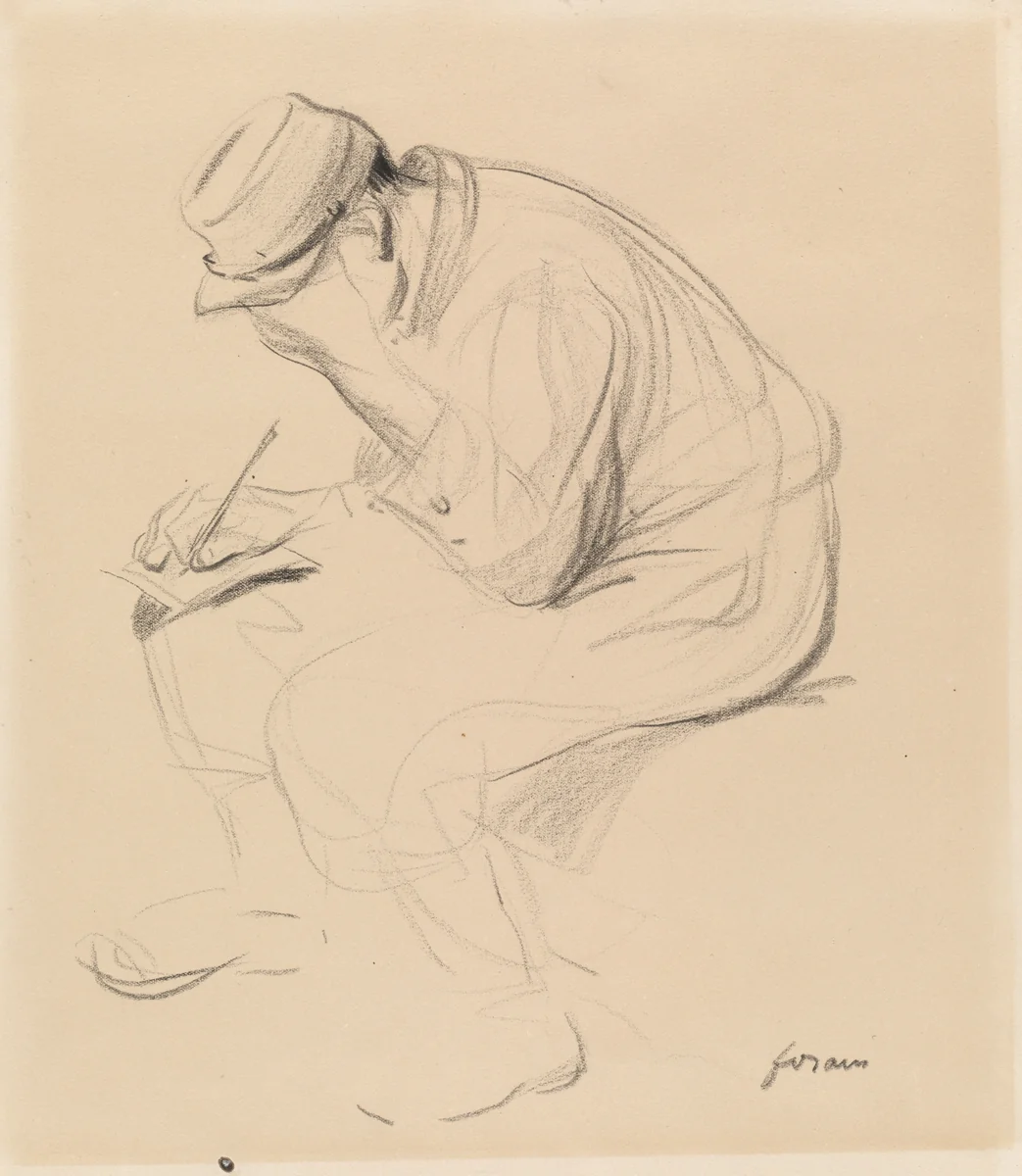 Le Poilu (French Soldier Writing Home) by Jean-Louis Forain, drawing, 1900