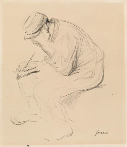 Le Poilu (French Soldier Writing Home) by Jean-Louis Forain, drawing, 1900