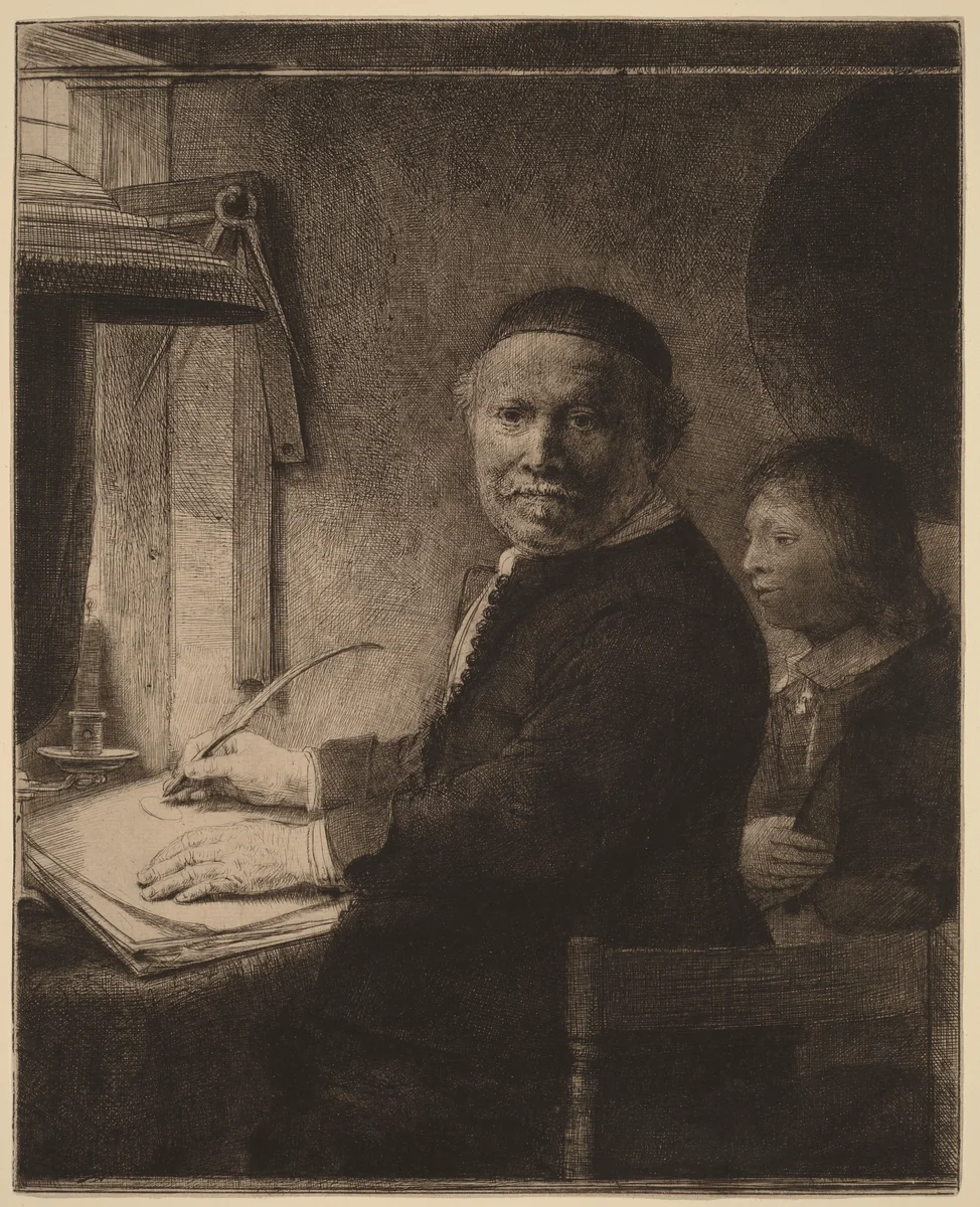 Lieven Willemsz van Coppenol: the Smaller Plate by Rembrandt van Rijn, print, 1658