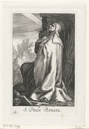 Heilige Paula van Rome als kluizenares by Unknown, print, 1590-1612