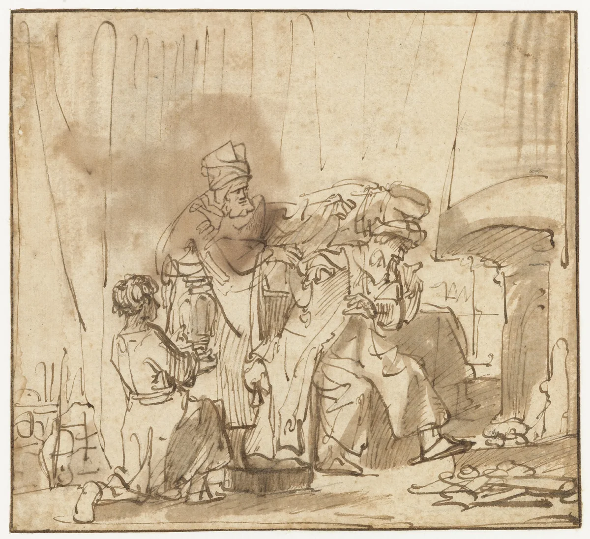 Manius Curius Dentatus Refusing the Gifts of the Samnites by anonymous, drawing, 1635-1700