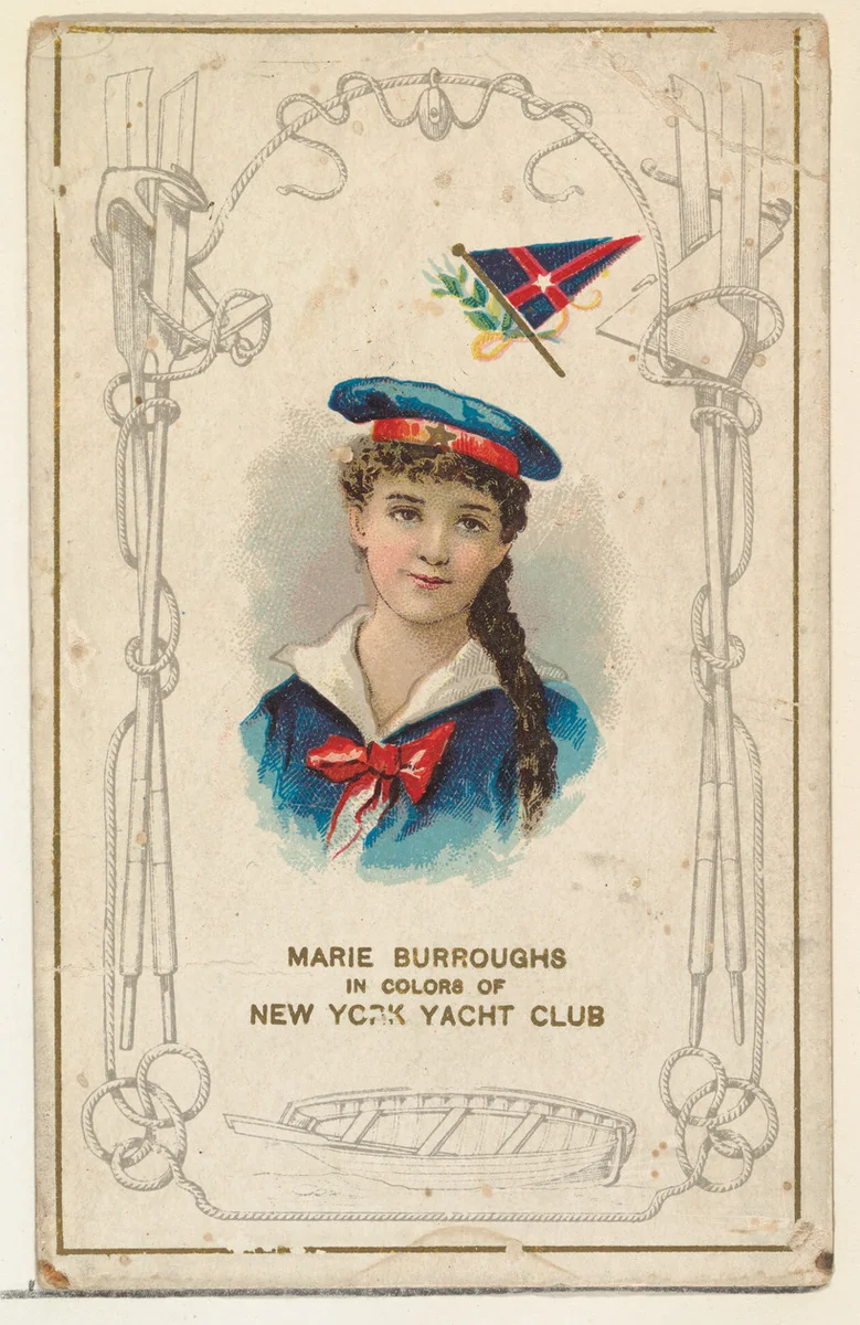 Marie Burroughs in Colors of the New York Yacht Club, from the Yacht Colors of the World series (N140) issued by Duke Sons & Co. to promote Honest Long Cut Tobacco by W. Duke, Sons & Co., print, 1890
