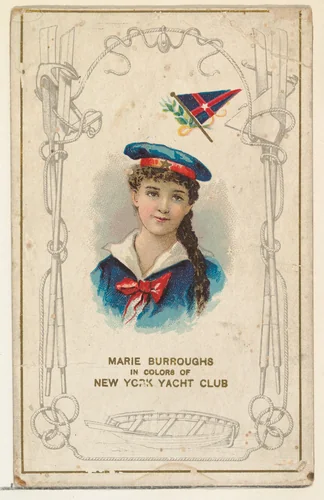 Marie Burroughs in Colors of the New York Yacht Club, from the Yacht Colors of the World series (N140) issued by Duke Sons & Co. to promote Honest Long Cut Tobacco by W. Duke, Sons & Co., print, 1890
