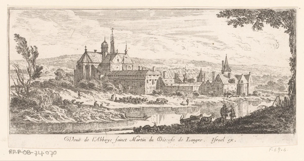 Gezicht op de abdij van Saint-Martin by Israël Silvestre, print, 1650