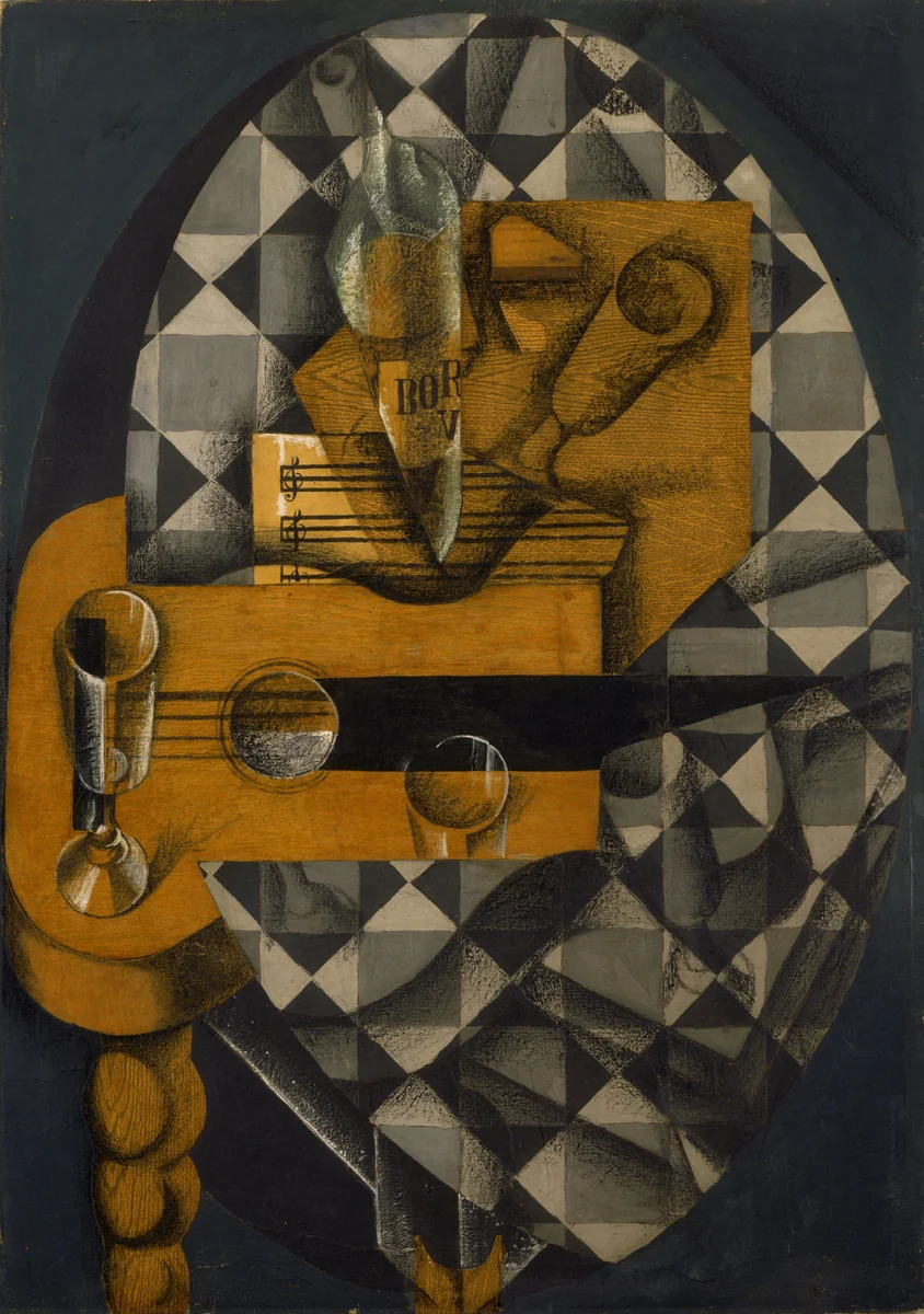 Guitar and Glasses by Juan Gris, painting, 1914