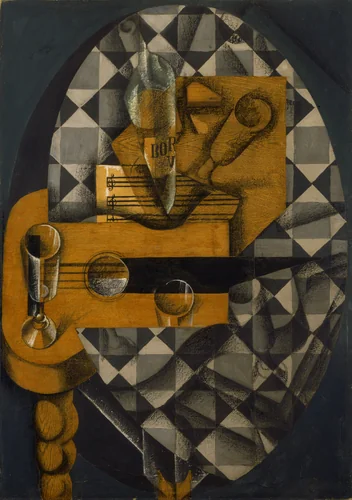 Guitar and Glasses by Juan Gris, painting, 1914