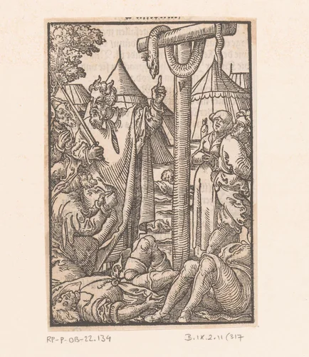 Mozes en de koperen slang by Unknown, print, 1552