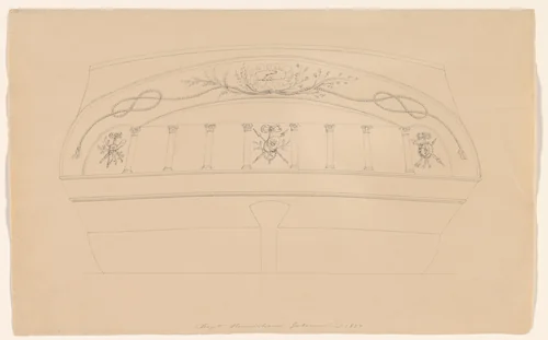 Ontwerp voor de spiegel van het fregat Delta by A.J. Schouten, drawing, 1839