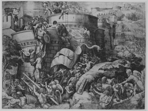 The Capture of Carthagena by Scipio and His Troops by Georg Pencz, print, 1539