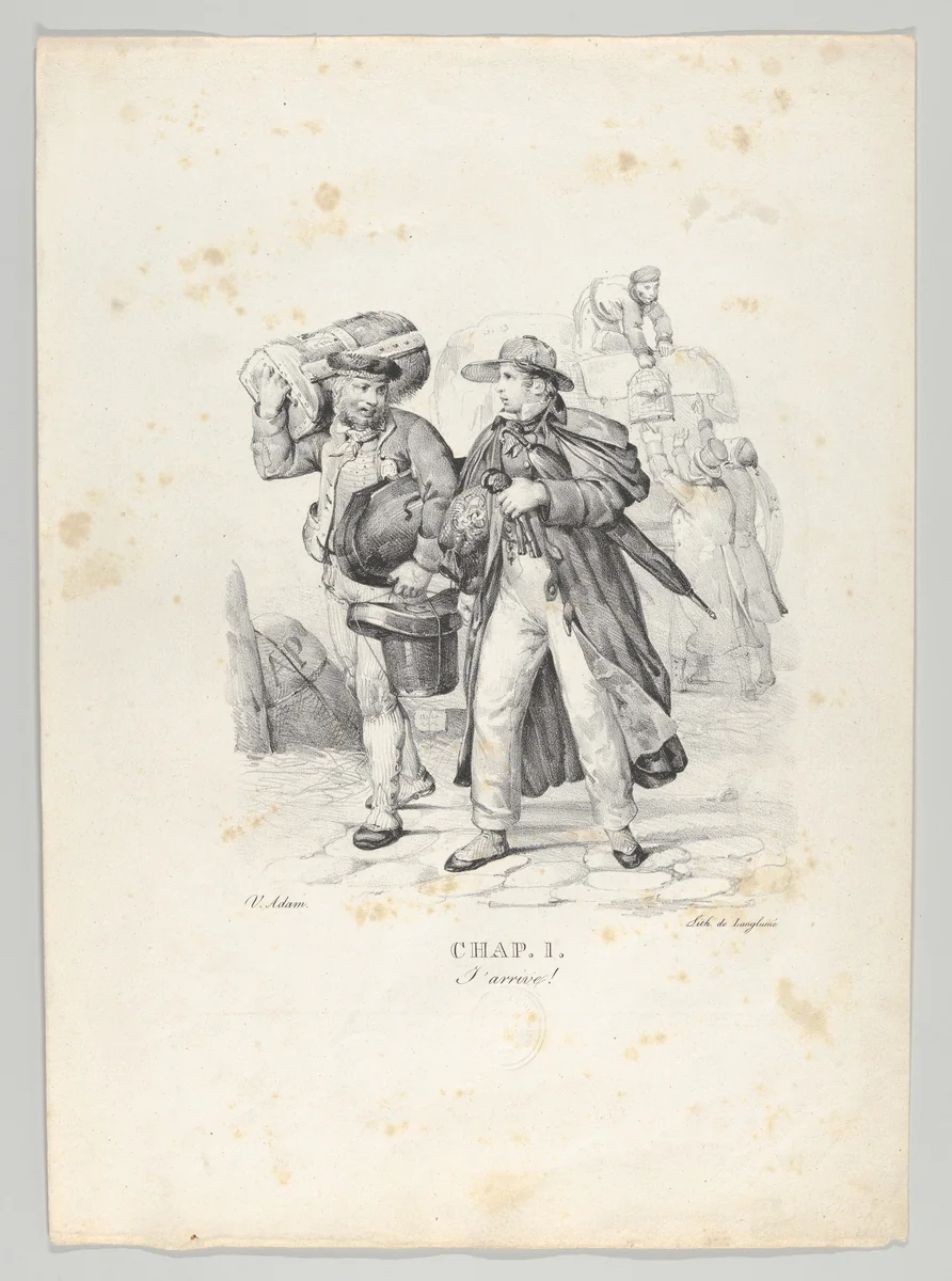 Chap. I: J'Arrive! (I Arrive!) by Victor Adam, print, 1824