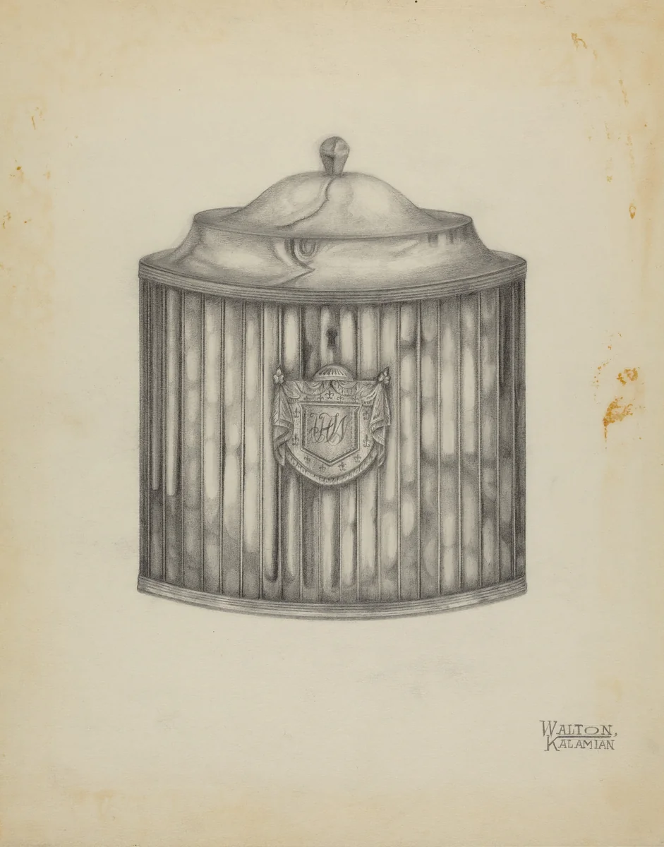 Silver Tea Caddy by Kalamian Walton, index of american design, 1936