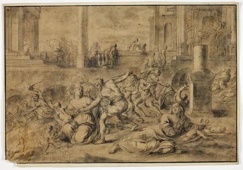 Massacre of the Innocents by Unknown Artist, drawing, 1600-1699