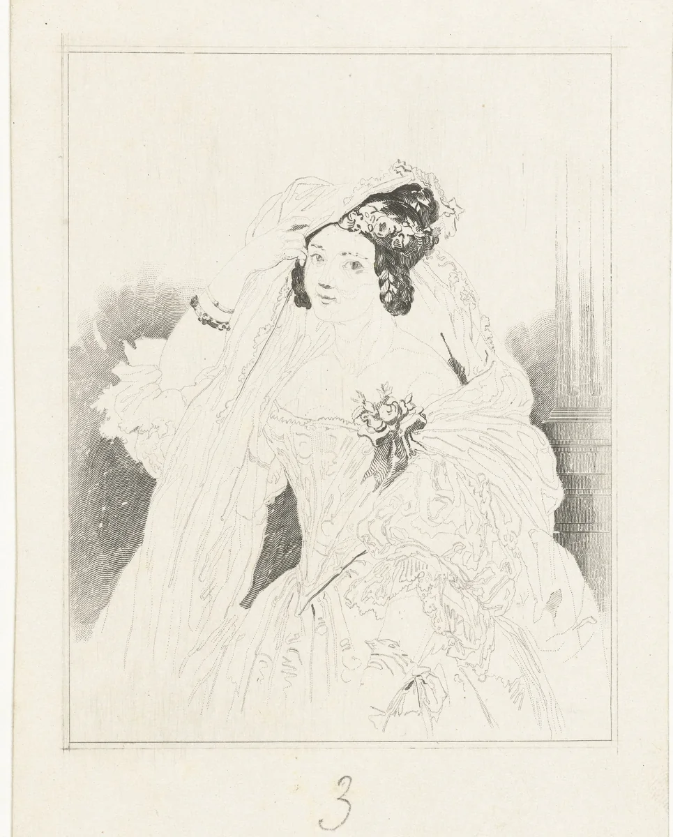 Portret van een jonge dame genaamd Lilia by Henricus Wilhelmus Couwenberg, print, 1838