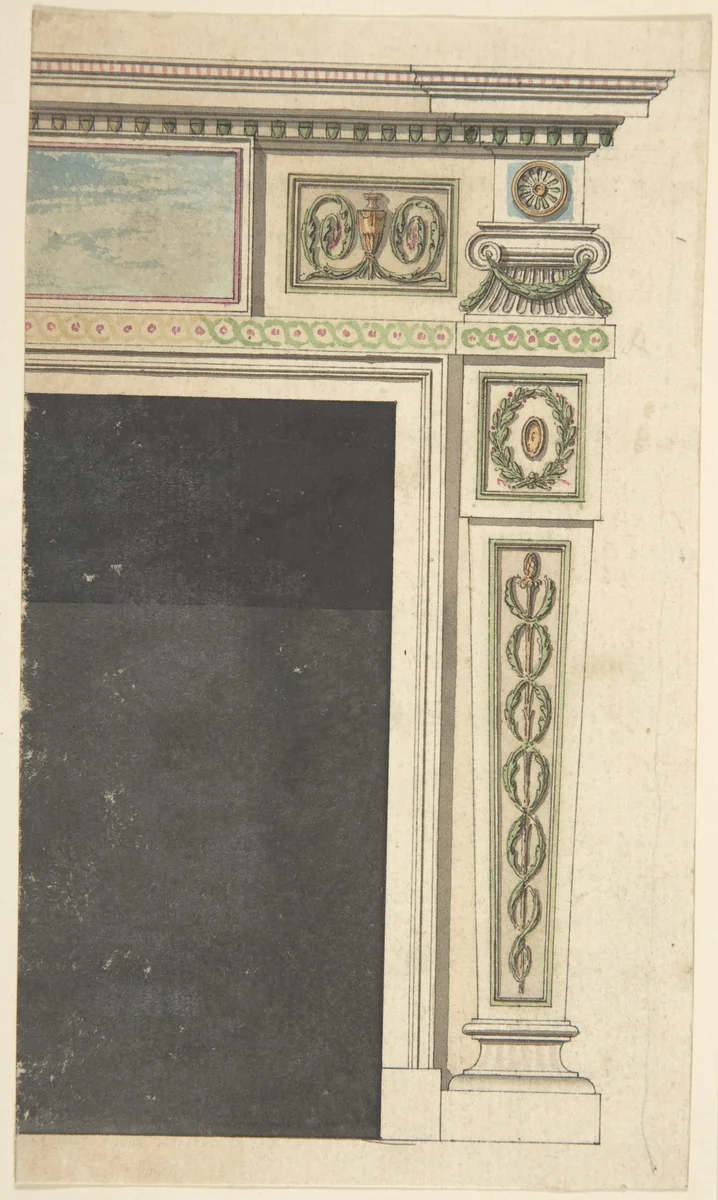 Design for a Chimneypiece, possibly for Melbourne House (now Albany), Piccadilly, London by Sir William Chambers, drawing, 1771-1775