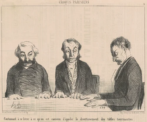 Continuant ... Le divertissement des tables tournantes ... by Honoré Daumier, print, 1854
