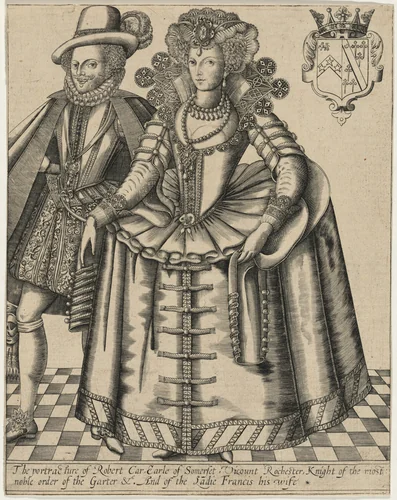 Robert Carr, Earl of Somerset and His Countess by Renold Elstrack, print, 1651