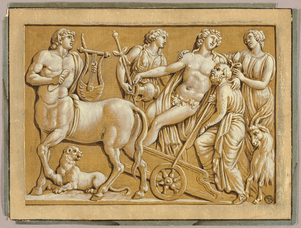 Bacchus in His Chariot with Attendants by Unknown Artist, painting, 1519-1543