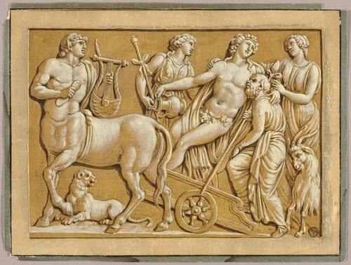 Bacchus in His Chariot with Attendants by Unknown Artist, painting, 1519-1543