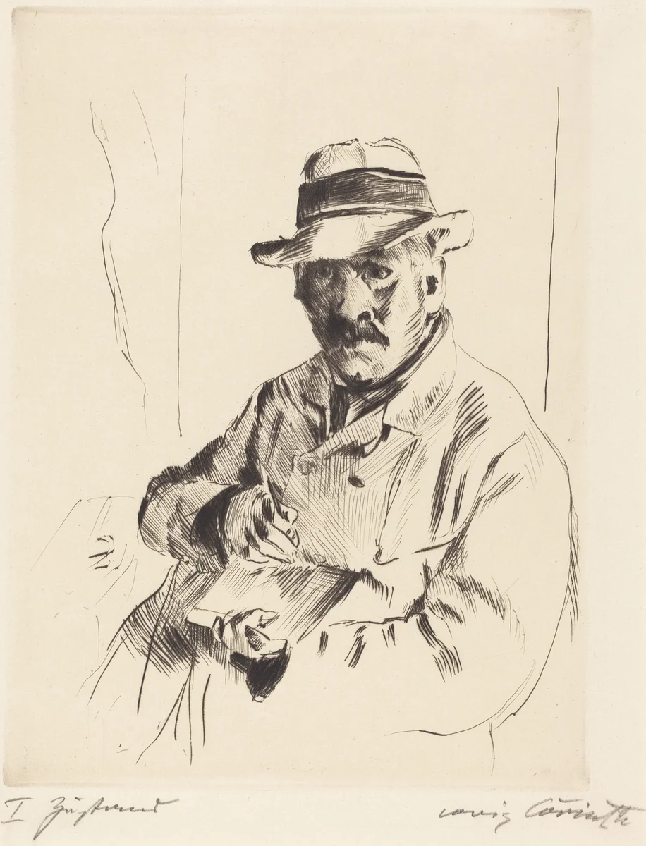 Selbstbildnis im Strohhut (Self-Portrait in a Straw Hat) by Lovis Corinth, print, 1913