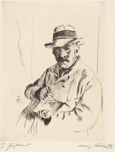 Selbstbildnis im Strohhut (Self-Portrait in a Straw Hat) by Lovis Corinth, print, 1913