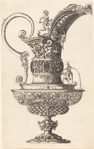 Jar with Neptune by Wenzel Jamnitzer, print, 1508-1585