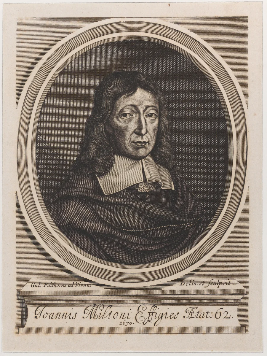 John Milton by William Faithorne, print, 1670