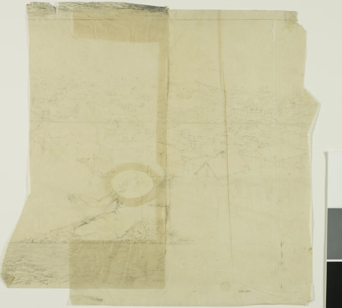 Study for San Francisco, center left section by Charles Meryon, drawing, 1855-1856