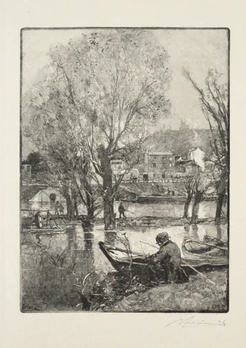 Un coin de l'Île de Billancourt by Auguste Louis Lepère, print, 1886