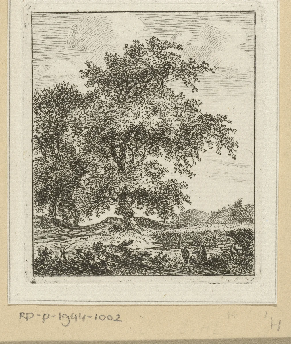 Landschap met man met kruik by Hermanus Fock, print, 1781-1822