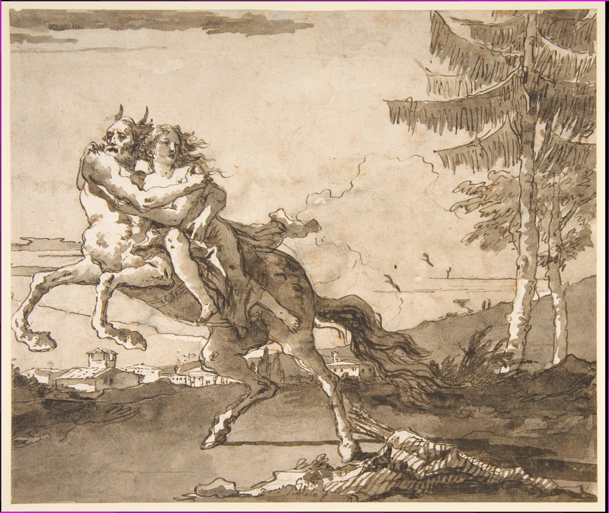 A Centaur Abducting a Nymph by Giovanni Domenico Tiepolo, drawing, 1727-1804
