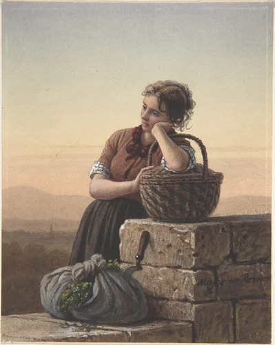 Returning Home by Johann Georg Meyer, drawing, 1800-1900