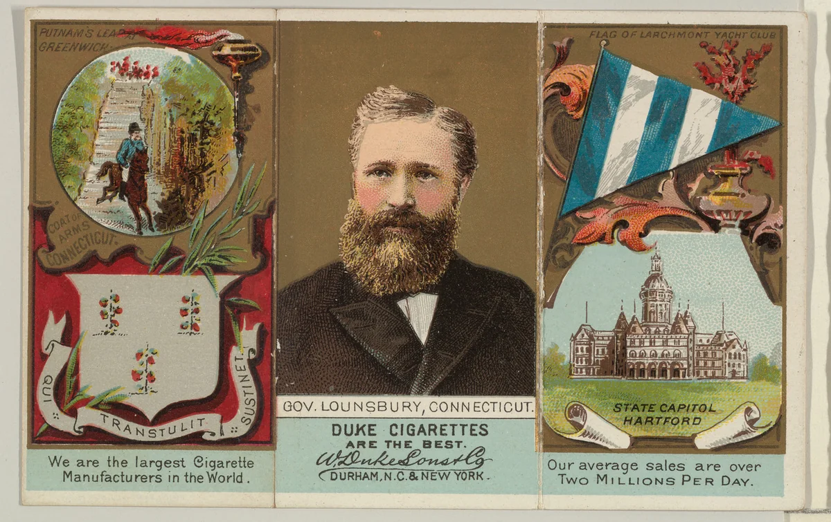 Governor Lounsbury, Connecticut, from "Governors, Arms, Etc." series (N133-2), issued by Duke Sons & Co. by W. Duke, Sons & Co., print, 1885-1892