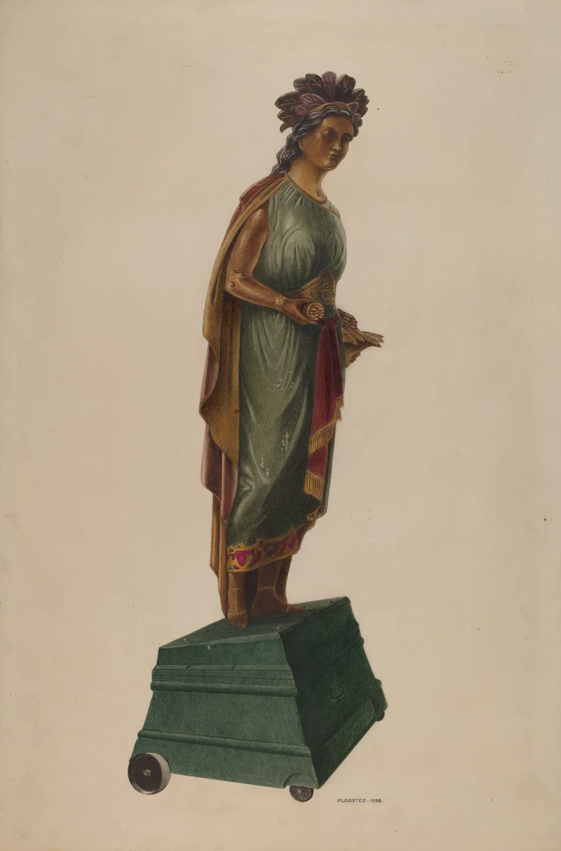 Cigar Store Indian by Louis Plogsted, index of american design, 1938