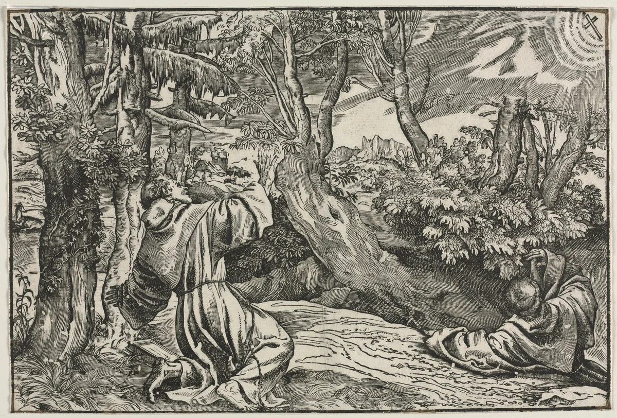 Saint Francis Receiving the Stigmata by Niccolo Boldrini, print, 1535-1545