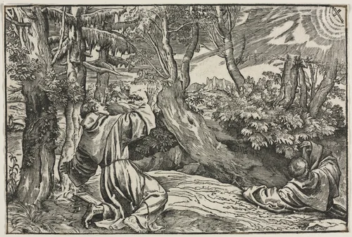 Saint Francis Receiving the Stigmata by Niccolo Boldrini, print, 1535-1545