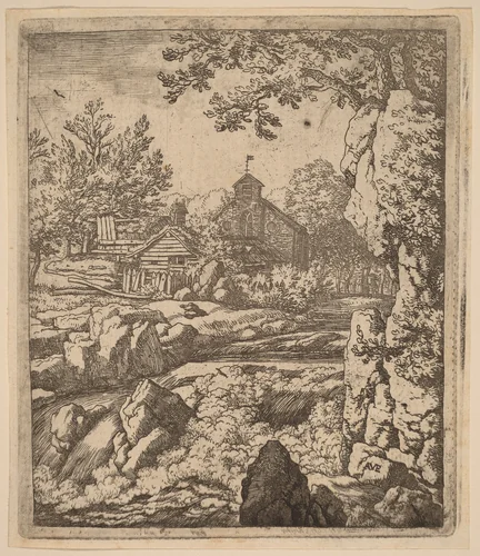 Waterfall by Allart van Everdingen, print, 1645-1656