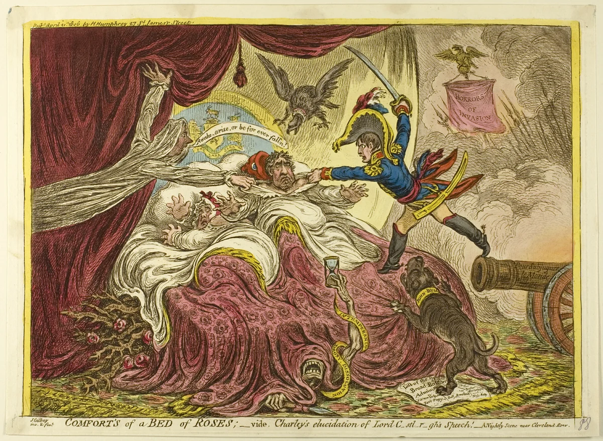 Comforts of a Bed of Roses by James Gillray, print, 1806