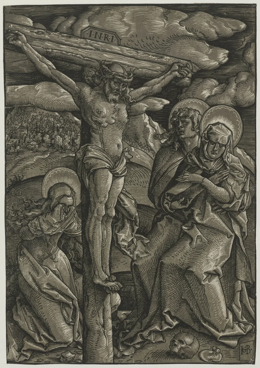 Christus aan het kruis by Unknown, print, 1512-1516