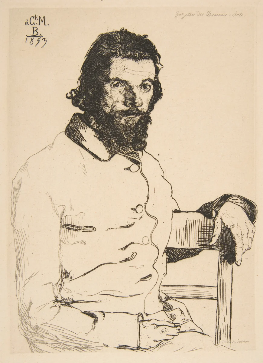 Portrait of Charles Meryon by Félix Bracquemond, print, 1853