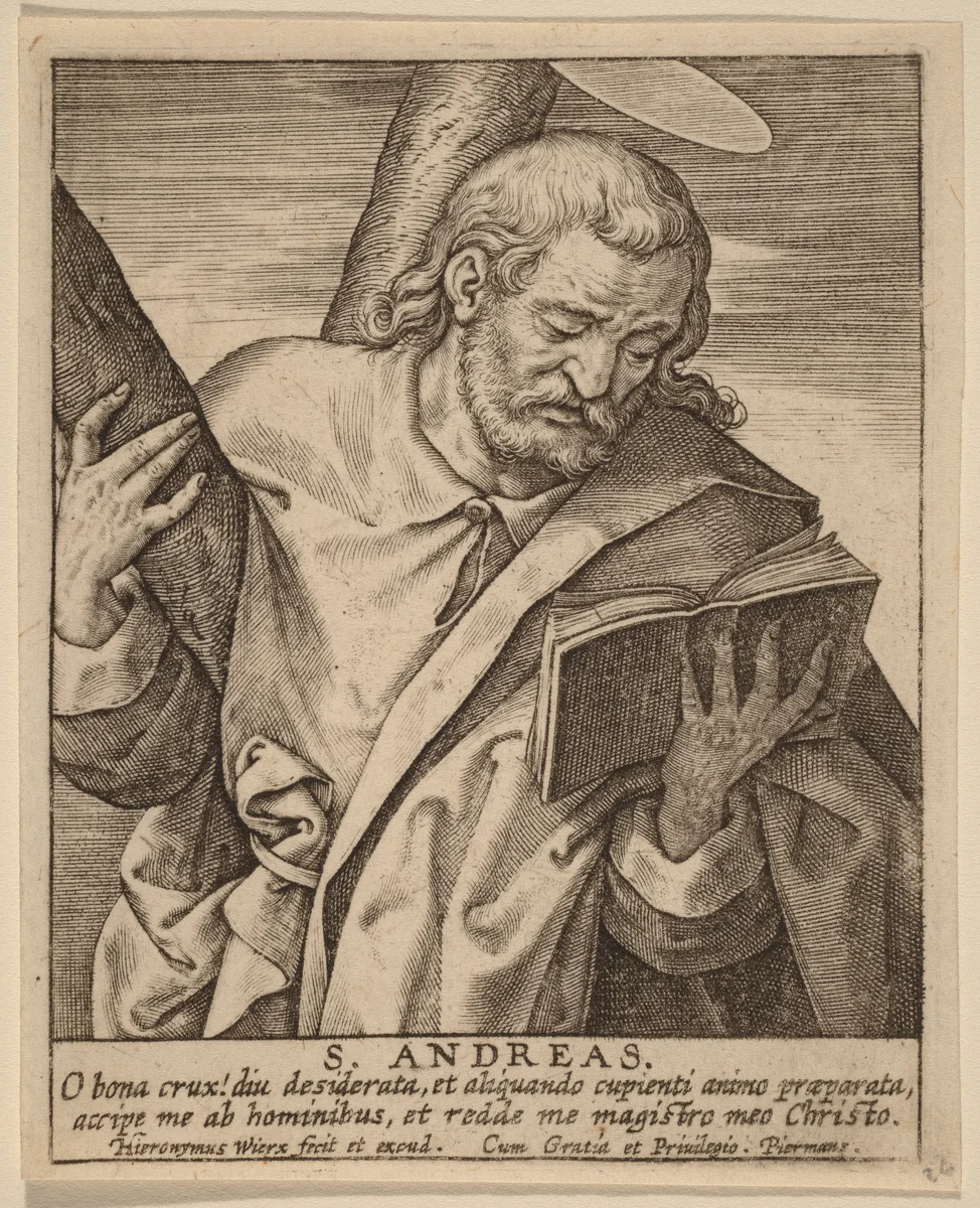 S. Andreas by Hieronymus Wierix, print, 1553-1619