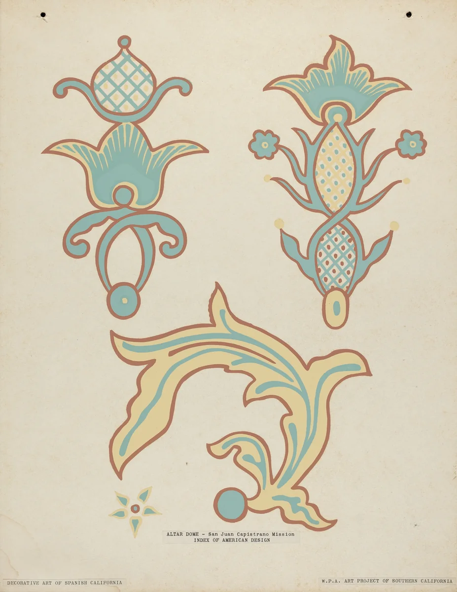 San Juan Capistrano Mission Altar Dome from the portfolio "Decorative Art of Spanish California" by American 20th Century, index of american design, 1935-1942